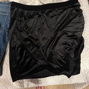Shein black velvet body con skirt